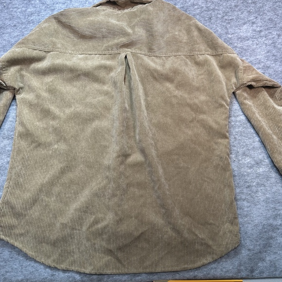 LIVE & PROPS Mens Size S Tan Corduroy Shacket Button Ribbed Western Wear Shirt - Picture 3 of 7